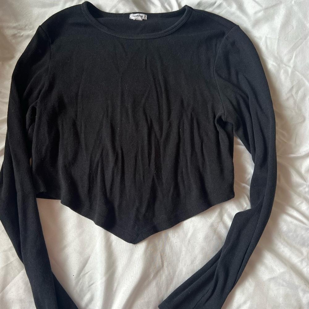 Garage Black Long Sleeve Cropped Top